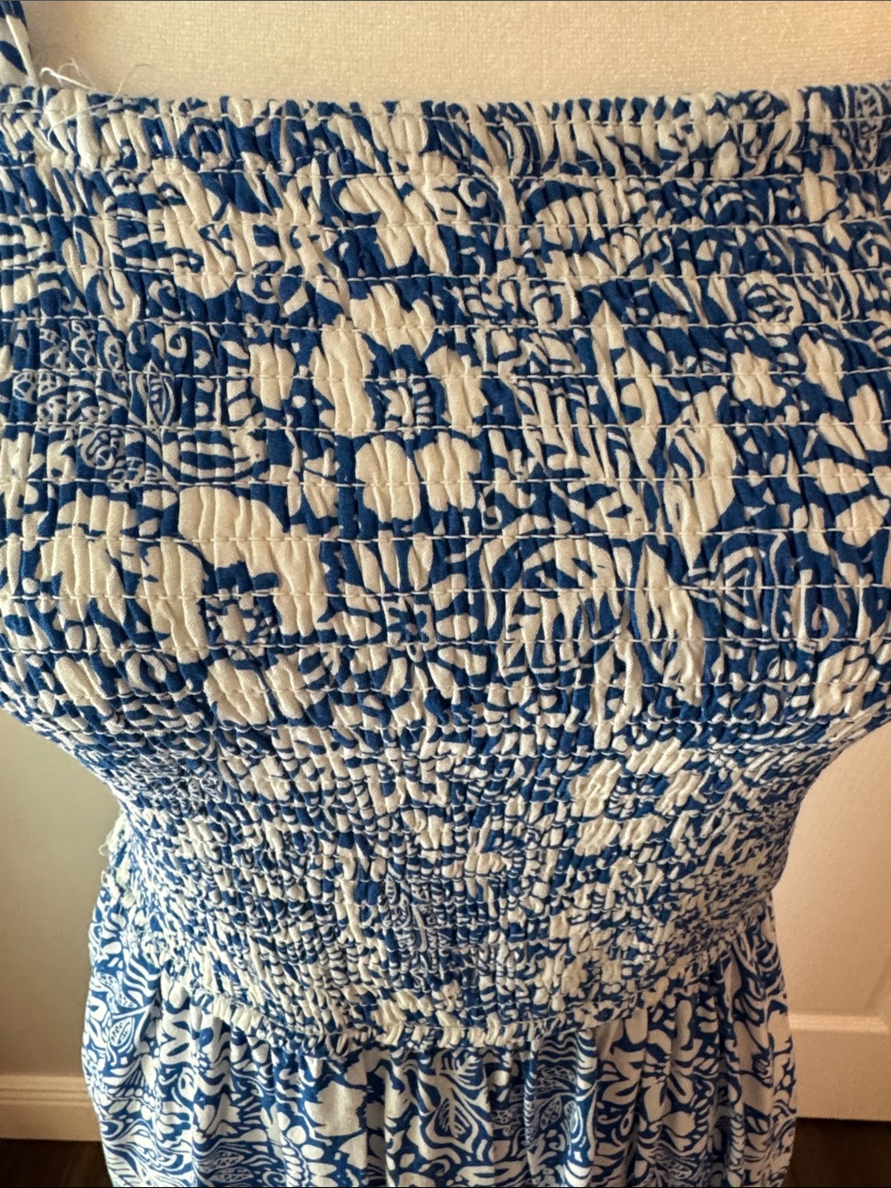 Jessica Simpson Blue and White Floral Tie-Shoulder Sundress SZ M - Picture 4 of 7